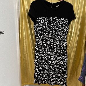 Roulette Black and White Patterned Dress